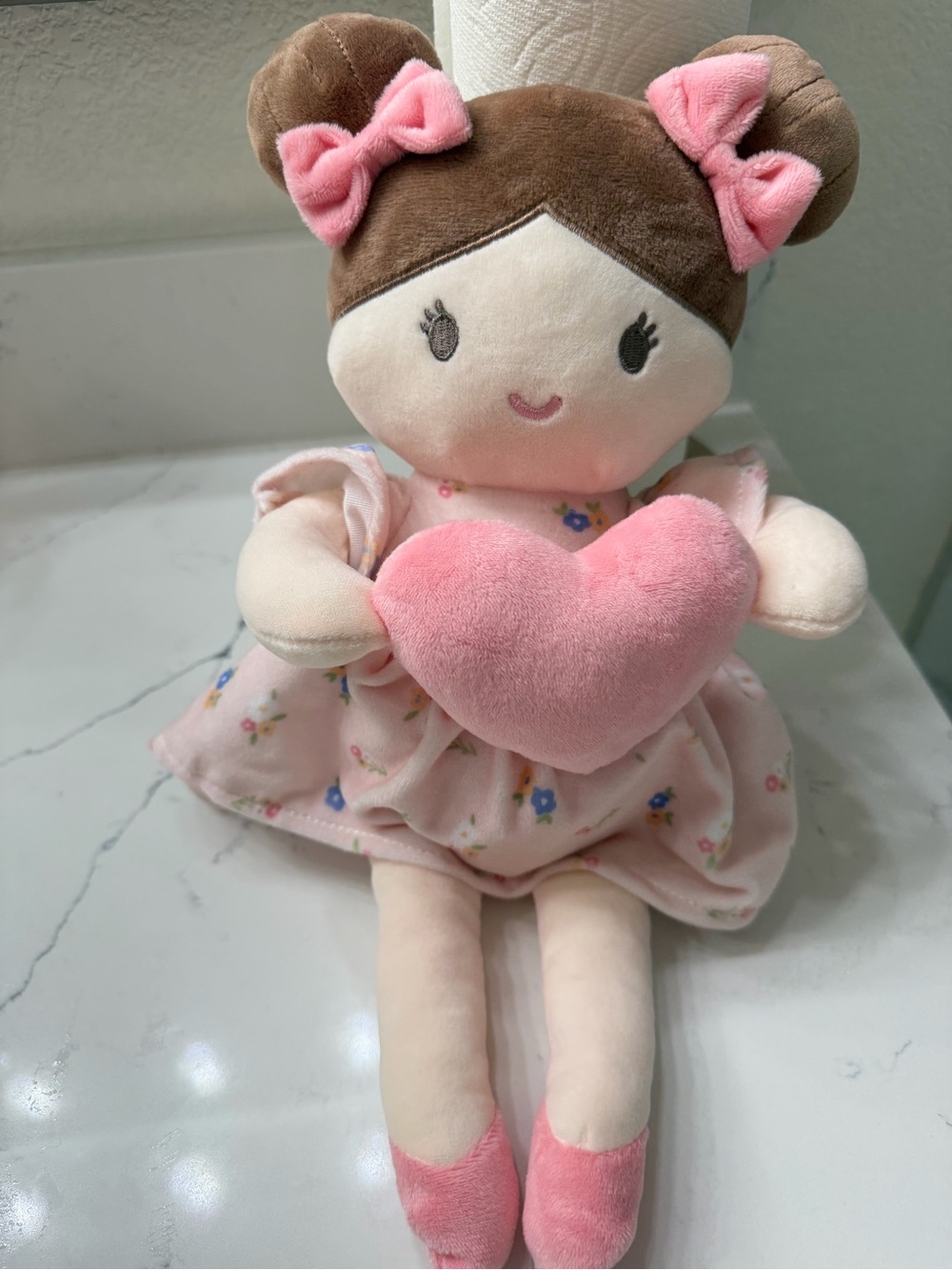 Plush Pink Heart Doll - Soft Baby Toy